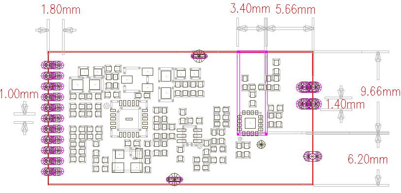 2.4G无线模块RF2401F27的机械尺寸