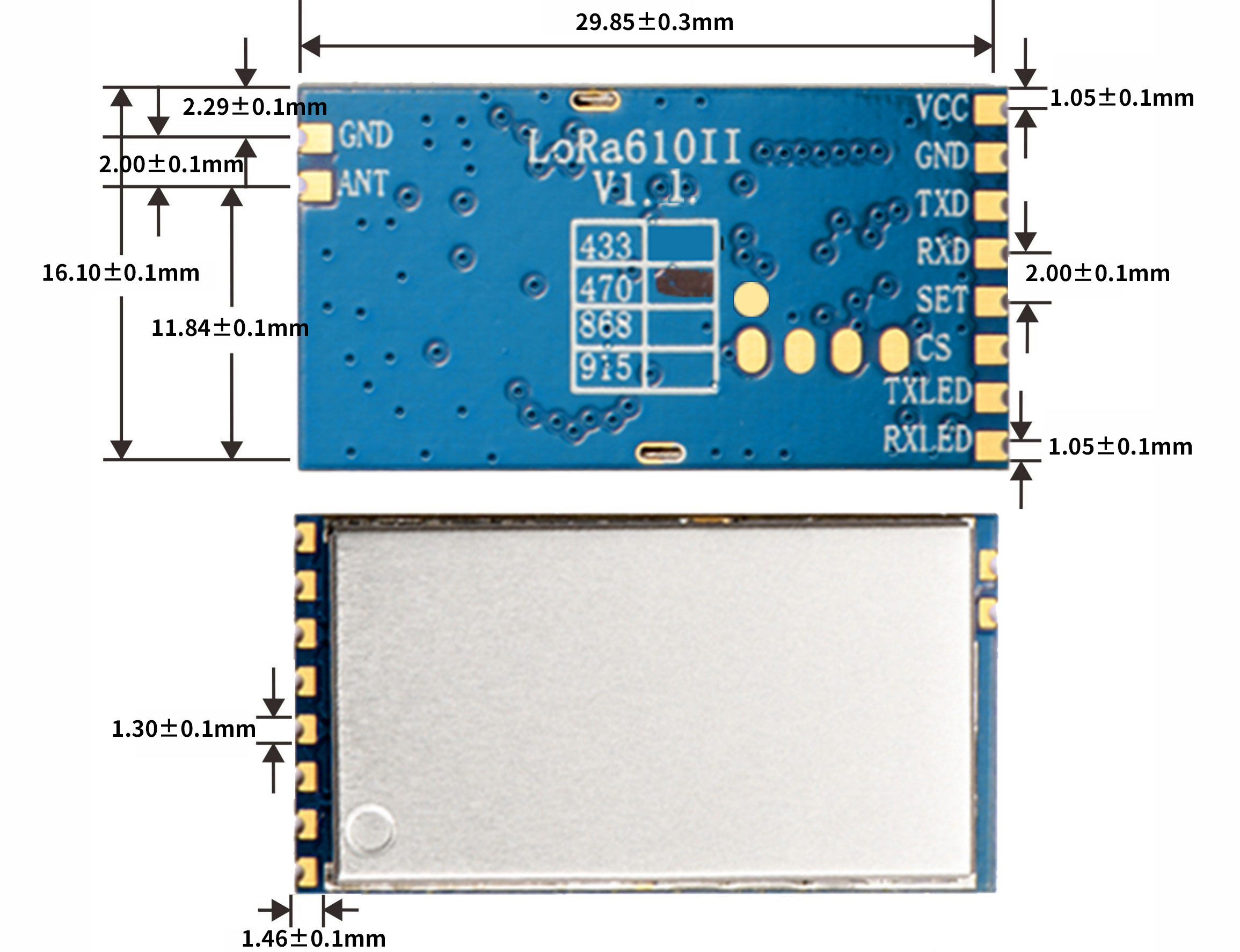 lora610II模块尺寸