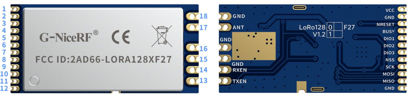 2.4Glora模块LORA128XF27引脚定义