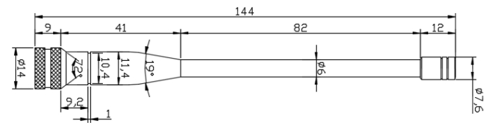 SW240-ZB144 VHF频段全向天线尺寸图