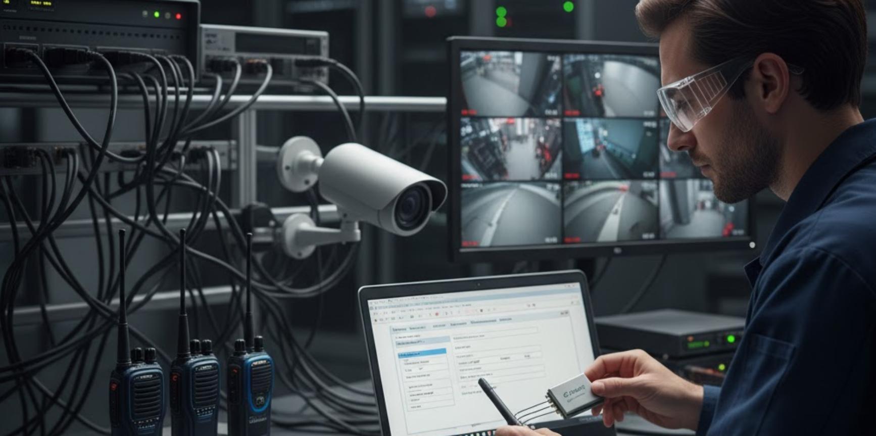 技术人员将全双工音频模块与 CCTV 系统集成